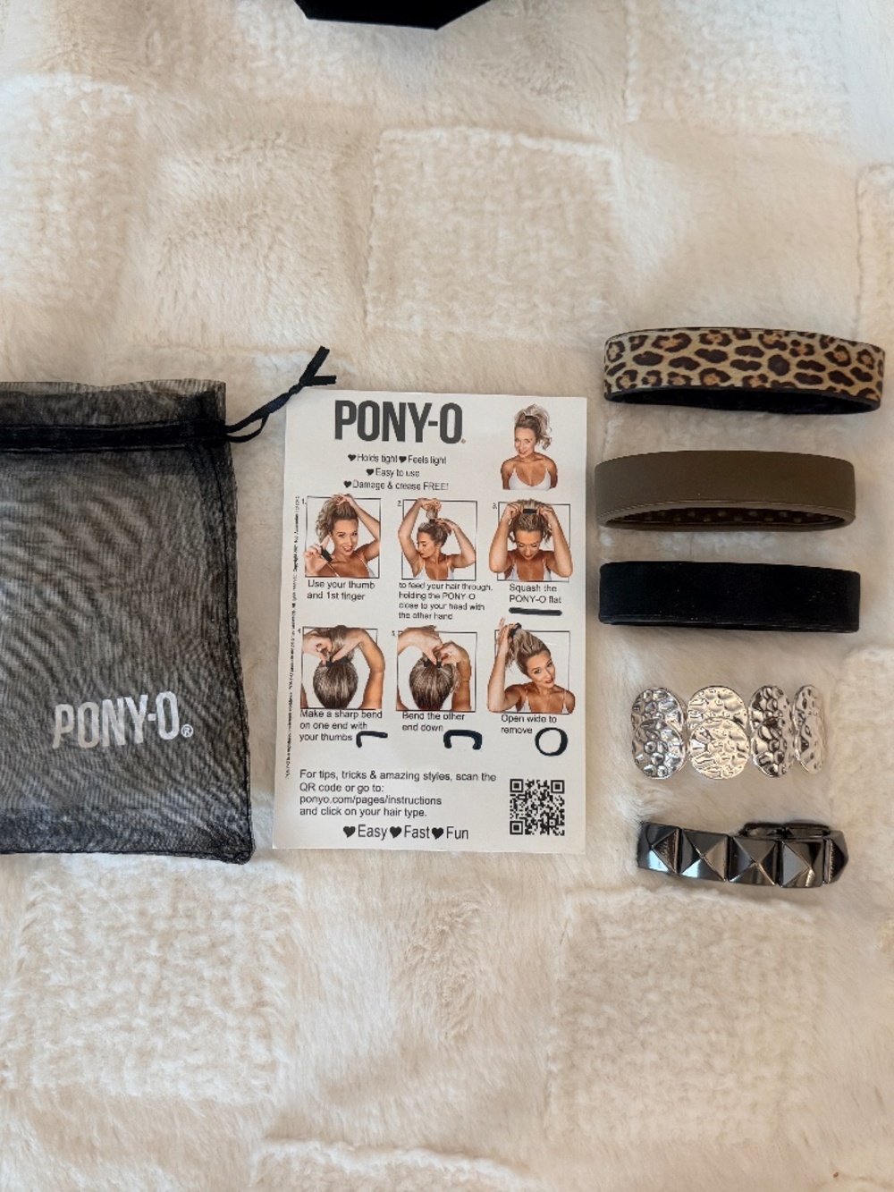 Pony-O Hair Holder Bundle - 5pc Set, 2  with Bling Ringz Magnetic Clasps